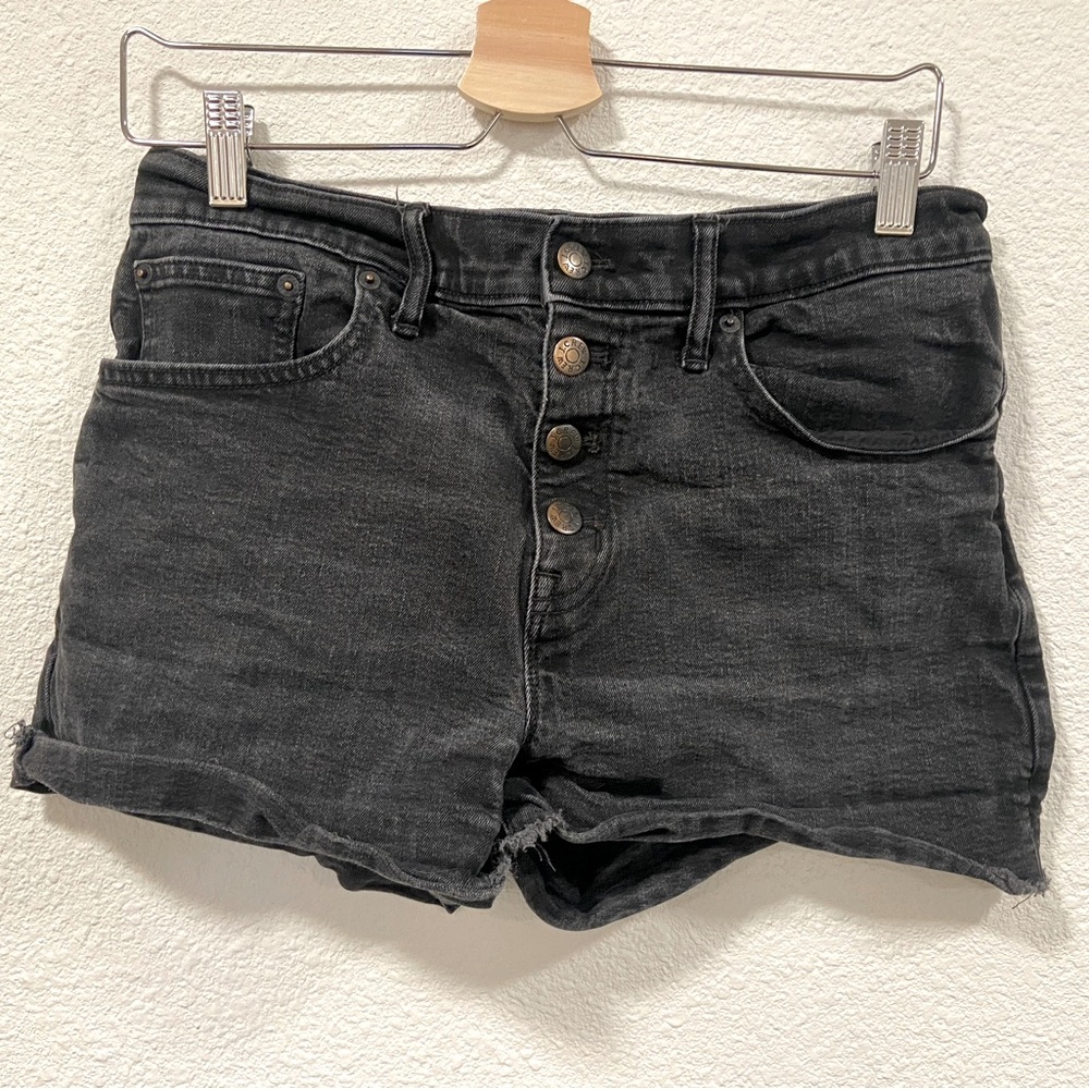 J. Crew Factory Size 28 Button-front Fly Washed Black Jean Denim Short AW457